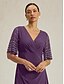 abordables Robe Simple-Femmes Robe maxi Robe fourreau Élégant Couleur Unie Manche Courte Col en V Violet