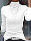 economico T-shirt semplice-Per donna Maglietta Semplice Moda Elegante Classico Manica Lunga Collo Alto Top Regolari Quotidiano Weekend Patchwork Bianco Rosa Verde scuro Primavera Autunno