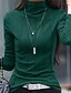economico T-shirt semplice-Per donna Maglietta Semplice Moda Elegante Classico Manica Lunga Collo Alto Top Regolari Quotidiano Weekend Patchwork Bianco Rosa Verde scuro Primavera Autunno