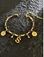 voordelige Damesarmband-Vergulde armband met alfabetletters voor dames met munt- en bolbedels, verstelbare ketting, stijlvol kerstcadeau voor haar, gepersonaliseerd sieraadaccessoire