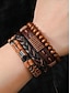 billiga Herrsmycken-Herrarmbandsset med läderpärlor – flerskiktade vävda retroarmbandssmycken för avslappnad stil och julklapp