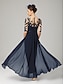 baratos Macacões da mamãe-Terninho Até o Tornozelo Vestido Para Mãe dos Noivos Manga 3/4 Scoop pescoço Elegante Festa Formal Convidado do casamento Chiffon Renda com Apliques