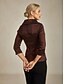 voordelige Elegante topjes-Dames Blouse Avondtops Elegant metallinen Stijlvol 3/4 mouw V-hals Normale tops Bruiloft gast Avond Feest Semi formeel strik voorkant Bruin Lente, Herfst, Winter, Zomer
