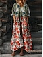 abordables Vestido Boho-Vestido Maxi de Mujer Vestido Boho de Verano Vestido de Corte A Vacaciones Casual Cumpleaños Diario Festivo Ajuste Suelto Floral Manga Larga V Cuello Amarillo Rojo Azul Púrpura Primavera Otoño