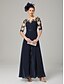 baratos Macacões da mamãe-Terninho Até o Tornozelo Vestido Para Mãe dos Noivos Manga 3/4 Scoop pescoço Elegante Festa Formal Convidado do casamento Chiffon Renda com Apliques