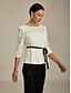 billige Dressy Toppe-Dame Blonde toppe Blomstret Grafisk Elegant Stilfuld Bateau-hals Almindelige toppe Hvid Sommer Forår Efterår