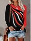 billige Stripe og geometrisk t-skjorte-Dame T skjorte Grafisk Geometrisk Stripet Årgang Stilfull Klassisk Langermet Crew-hals Rund hals Vanlige topper Daglig Trykt mønster Rød Vår Høst Vinter