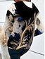 billige Blomstrete topper-Dame Pullover hettegenser-genser Blomstret Grafisk Abstrakt Fritid Bohem Langermet Med hette Vanlige topper Gate Hverdag Lapper Trykt mønster Lomme foran Mørkeblå Høst Vinter