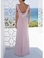 baratos Formal / Black Tie-Vestido de Madrinha Sereia  Trompete  Sheath  Coluna Decote Bateau Sem Mangas Rosa Comprimento do Chão em Tecido Stretch com Ruching  Cor Sólida