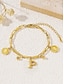 voordelige Damesarmband-Vergulde armband met alfabetletters voor dames met munt- en bolbedels, verstelbare ketting, stijlvol kerstcadeau voor haar, gepersonaliseerd sieraadaccessoire