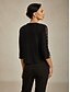 baratos Blusas Elegantes-Mulheres Tops elegantes Tops de noite Purpurina Com Miçangas Com Strass Elegante Festa Manga 3/4 Gola Redonda Trabalho Convidado do casamento Traje de festa para noite Preto Primavera / Outono