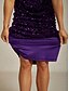 preiswerte Einfaches Kleid-Damen Midikleid Etui-Kleid Elegant Party Hochzeit Pailletten Kurzarm Rundhalsausschnitt Aubergine