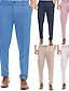 cheap Slim-Men&#039;s Tapered pants Trousers Dress Pants Suit Pants Pocket Elastic Waist Plain Comfort Soft Full Length Business Daily Wedding Party Fashion Streetwear White Pink