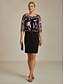 billiga Blazers och kostymer-Dam Kavaj Lättvikt Spets Broderad Elegant Blommig Formell Kort Rund halsringning Normal 3/4 ärm Ytterkläder Fuchsia Sommar Vår