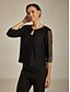 baratos Blusas Elegantes-Mulheres Tops elegantes Tops de noite Purpurina Com Miçangas Com Strass Elegante Festa Manga 3/4 Gola Redonda Trabalho Convidado do casamento Traje de festa para noite Preto Primavera / Outono