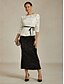 billige Dressy Toppe-Dame Blonde toppe Blomstret Grafisk Elegant Stilfuld Bateau-hals Almindelige toppe Hvid Sommer Forår Efterår