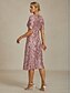 ieftine Rochie simplă-Rochie midi pentru femei, rochie dreaptă, elegantă, cu paiete, brodate, sclipici, petrecere, nuntă, croială standard, model floral, mânecă scurtă, decolteu în V, roz pal, primăvară, toamnă, iarnă