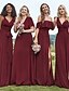 ieftine Casual / Nuntă de zi-Rochie pentru invitatele la nuntă pliseuri elegantă formală stare de negru pentru domnișe de onoare lungime pe podea mânecă scurtă gâtul în V chiffon spate în V cu volane pentru a impresiona