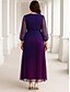 ieftine Lungimea gleznei-Linia -A Rochie Mama Miresei Plus Size Strălucitor &amp; Sclipitor În V Lungime Gleznă Poliester Lungime Manșon 3/4 cu Culoare solida