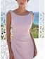 baratos Formal / Black Tie-Vestido de Madrinha Sereia  Trompete  Sheath  Coluna Decote Bateau Sem Mangas Rosa Comprimento do Chão em Tecido Stretch com Ruching  Cor Sólida