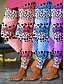 preiswerte Blumenmuster-Damen Leggings Urlaub Vintage Mode Volle Länge Hohe Taille Grafik Leopard Abstrakt Drucken Thermowarm Weich Atmungsaktiv Hohe Elastizität Urlaub Straße Alltagskleidung Hellrosa Violett Hellhimmelblau