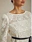 billige Dressy Toppe-Dame Blonde toppe Blomstret Grafisk Elegant Stilfuld Bateau-hals Almindelige toppe Hvid Sommer Forår Efterår