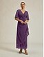 abordables Robe Simple-Femmes Robe maxi Robe fourreau Élégant Couleur Unie Manche Courte Col en V Violet