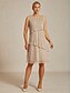 abordables Robe de cocktail-Femmes Robe Midi Robe fourreau Robe Plissée Robe dos nu Élégant Fête Formel Soirée robe demoiselle d honneur Cocktail Coupe régulière Couleur Unie Sans manches Col ras du cou Dorée rose Été Printemps