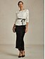 billige Dressy Toppe-Dame Blonde toppe Blomstret Grafisk Elegant Stilfuld Bateau-hals Almindelige toppe Hvid Sommer Forår Efterår