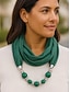 ieftine Esarfe de dama-Colier eșarfă caldă multicoloră pentru femei - eșarfă infinită ușoară cu pandantiv și mărgele, accesoriu elegant și la modă pentru petreceri și ținute casual