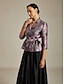 preiswerte Jacken-Damen Elegante Oberteile Blumen Elegant Damen Stilvoll Dreiviertelarm Hemdkragen Normale Oberteile Arbeit Abendgesellschaft Hochzeitsgast Purpur Frühling Herbst Winter