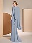 billiga Golvlängd-Åtsmitande Klänningar Golvlång Bröllopsgästklänning Formell klädsel Aftonklänning Klänning till brudens mor Långärmad Prydd med juveler Elegant Formell Chiffong med Applikationsbroderi Enfärgat