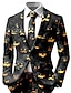 abordables Ropa de Halloween-Halloween Chaqueta Blazer de Hombre con Calabaza y Murciélago Cómoda Transpirable Artística Casual Fiesta Ropa Diaria Festival Impresión 3D Botones Múltiples Bolsillos Otoño e Invierno Cuello Notch
