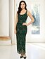 abordables Longueur de cheville-Fourreau Colonne Longueur cheville Broderie perlée Robe de Soirée Robe de Cocktail Robe de Mère de Mariée  Sans manches Col Rond Élégant ancien Éclat &amp; Brillance Soirée Formelle Fête de mariage