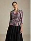 preiswerte Jacken-Damen Elegante Oberteile Blumen Elegant Damen Stilvoll Dreiviertelarm Hemdkragen Normale Oberteile Arbeit Abendgesellschaft Hochzeitsgast Purpur Frühling Herbst Winter