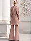 preiswerte Hosenanzüge für Mama-Zweiteiliger Hosenanzug bodenlanger Hochzeitsgastkleid Brautmutterkleid Langarm V-Ausschnitt Elegant Einfach Hochzeitsgast Spandex mit Blume in einfarbig