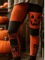 billige Halloween bukser-Dame Leggins Ferie Årgang Mode Ankel-længde Høj TaljePantsHalloween Grafisk Dødningehoveder Græskar Printer Blød Åndbart Elastisk Ferierejse Gade Afslappet Sort 1 # Sort Orange Efterår Vinter Slank