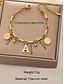 voordelige Damesarmband-Vergulde armband met alfabetletters voor dames met munt- en bolbedels, verstelbare ketting, stijlvol kerstcadeau voor haar, gepersonaliseerd sieraadaccessoire
