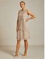 abordables Robe de cocktail-Femmes Robe Midi Robe fourreau Robe Plissée Robe dos nu Élégant Fête Formel Soirée robe demoiselle d honneur Cocktail Coupe régulière Couleur Unie Sans manches Col ras du cou Dorée rose Été Printemps