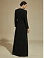 preiswerte abendkleider-Damen Maxikleid Etui-Kleid Trompeten- Meerjungfrauenkleid A Linie Kleid Elegant Formell Abendgesellschaft Normale Passform Einfarbig Langarm Stehkragen Schwarz Frühling Herbst Winter