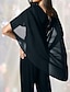 cheap Semi-formal / Cocktail-Cape Jumpsuit / Pantsuit Mother of the Bride Dress Elegant Simple Minimalist Scoop Neck Floor Length Chiffon Short Sleeve with Crystal Buttons