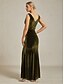 preiswerte Einfaches Kleid-Damen Maxikleid Etui-Kleid Elegant Abendgesellschaft Normale Passform Einfarbig Ärmellos Wasserfallausschnitt Olive