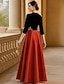 ieftine Lungimea podelei-Rochie de invitați la nuntă lungime până la podea A-Line Rochii formale Rochie de flared Rochie pentru mama miresei Rochie cu mâneci lungi de tip V Elegantă vintage petrecere formală cu pliseuri