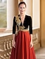 ieftine Lungimea podelei-Rochie de invitați la nuntă lungime până la podea A-Line Rochii formale Rochie de flared Rochie pentru mama miresei Rochie cu mâneci lungi de tip V Elegantă vintage petrecere formală cu pliseuri