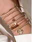 economico Bracciale da donna-set di braccialetti a strati con perline bohémien da donna: braccialetti multifilo in oro e marrone con accenti a forma di cuore e ciondolo, gioielli alla moda per feste, festival e uso quotidiano
