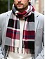 cheap Men's Ties &amp; Bow Ties-Men's Christmas Plaid Scarf – Stylish Polyester Scarf with Fringed Edges – Available in Multiple Colors – Warm Holiday Accessory for Men