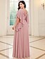 abordables Longueur du plancher-Robe de mariée invitée à un mariage longueur sol A-Line Robes formelles Robe de soirée Robe de la mère de la mariée À manches longues Décolleté en V Élégante Vintage Fête Chiffon avec perles