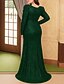 ieftine Lungimea podelei-Trompetă  Sirenă Lungime Podea Rochie pentru invitata de nunta Rochie formala Rochie de seara Rochie Mama Miresei Manșon Lung În V Elegant Epocă Plus Size Concediu Seară Formală Petrecere Nuntă cu