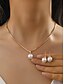 abordables Collier pour femme-Ensemble collier et boucles d'oreilles en fausses perles pour femme avec accents dorés, bijoux de Noël élégants pour les fêtes de fin d'année