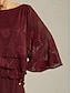 voordelige Chique Blouses-Dames Kanten overhemd Blouse Geklede topjes Chiffon-topjes Asymetrische zoom Effen Kleur Bloemig Elegant Stijlvol Casual Halve mouw Flutter mouw Boothals Normale tops Dagelijks Werk Bruiloft gast Wijn